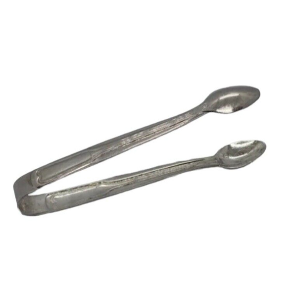 Vintage K&Y Korea Silver Plate 4.5" Sugar Tongs Midcentury Style Christmas Gift - Picture 4 of 11